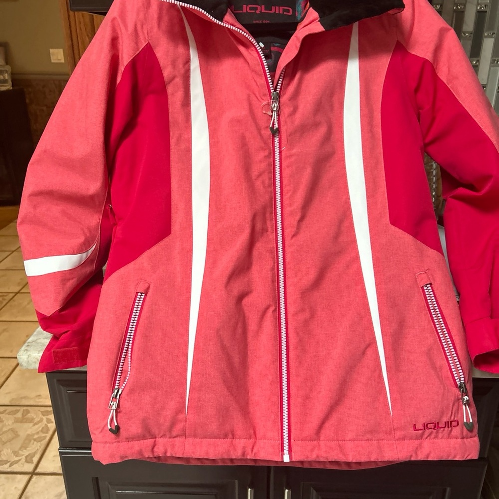 LIQUID WOMANS HEAVY HOOD WINTER FLEECE LINED SKI SNOWBOARD JACKET VENTS SZ M NEW